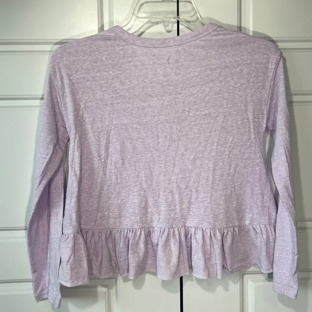 Justice Girls Light Purple Lace Up‎ Long Sleeve Peplum Top Kids Apparel Size 8